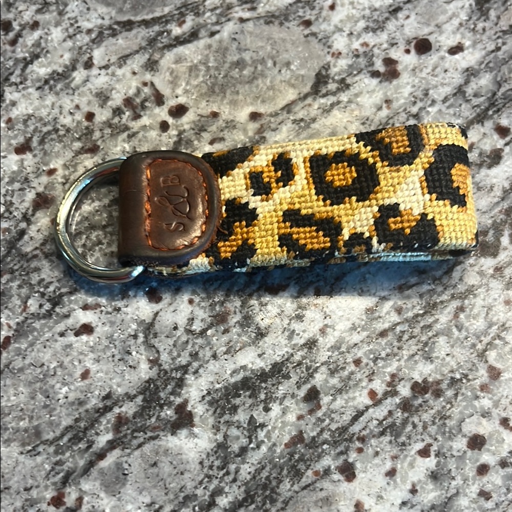 Smathers & Branson Needlepoint Leopard Keychain